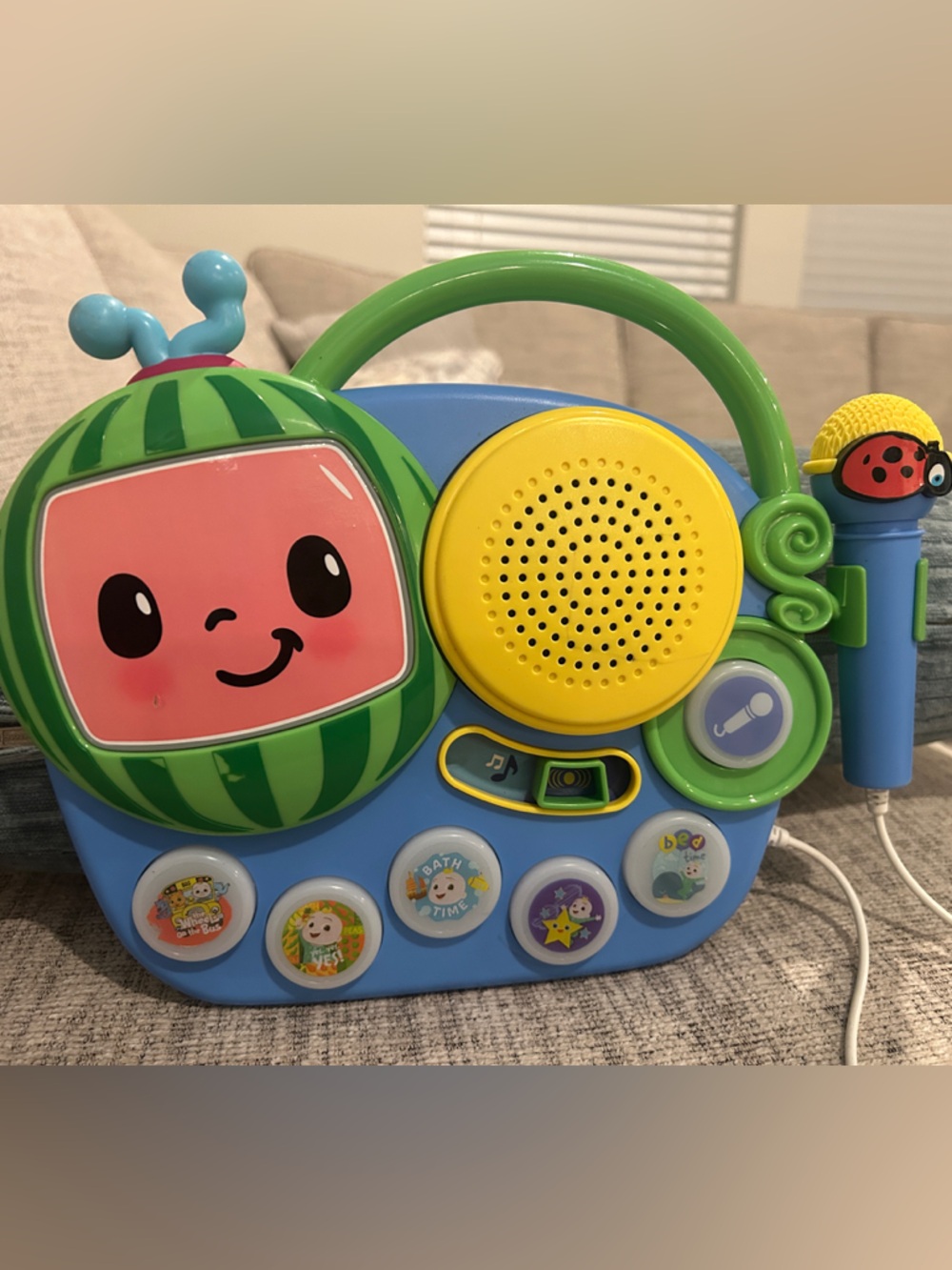 Kids Cocomelon Musical Toy with Microphone - Green/Blue/Yellow